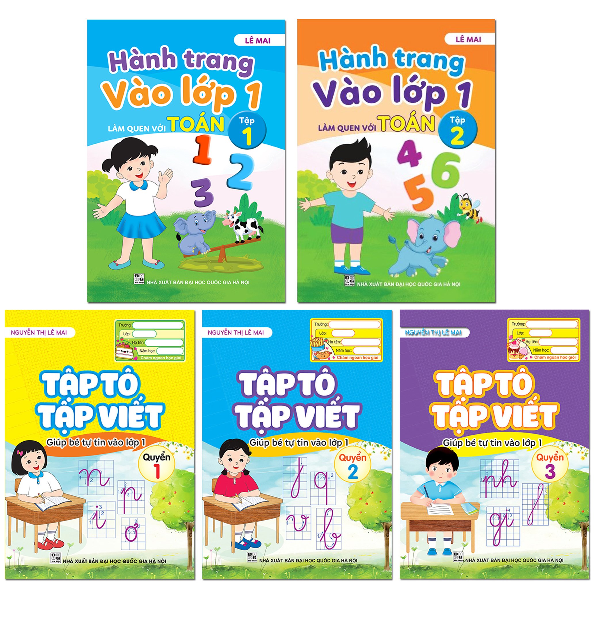 Sách Combo 5 cuốn: Tập tô tập viết và làm quen với toán