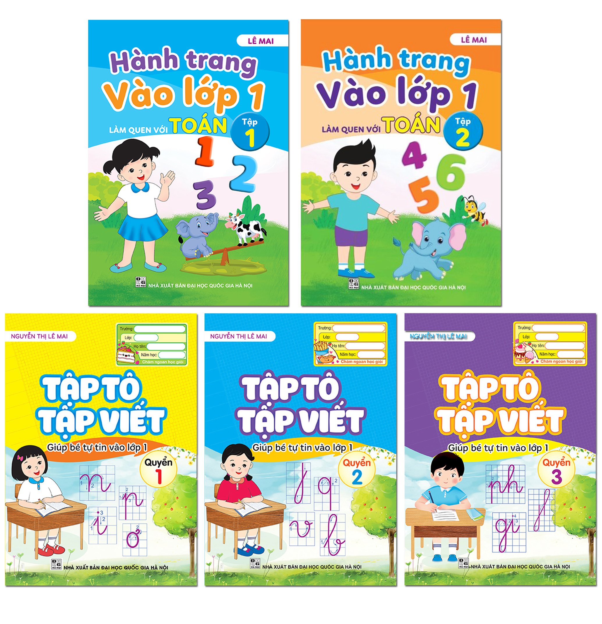 Sách Combo 5 cuốn: Tập tô tập viết và làm quen với toán (Hành trang vào lớp 1)