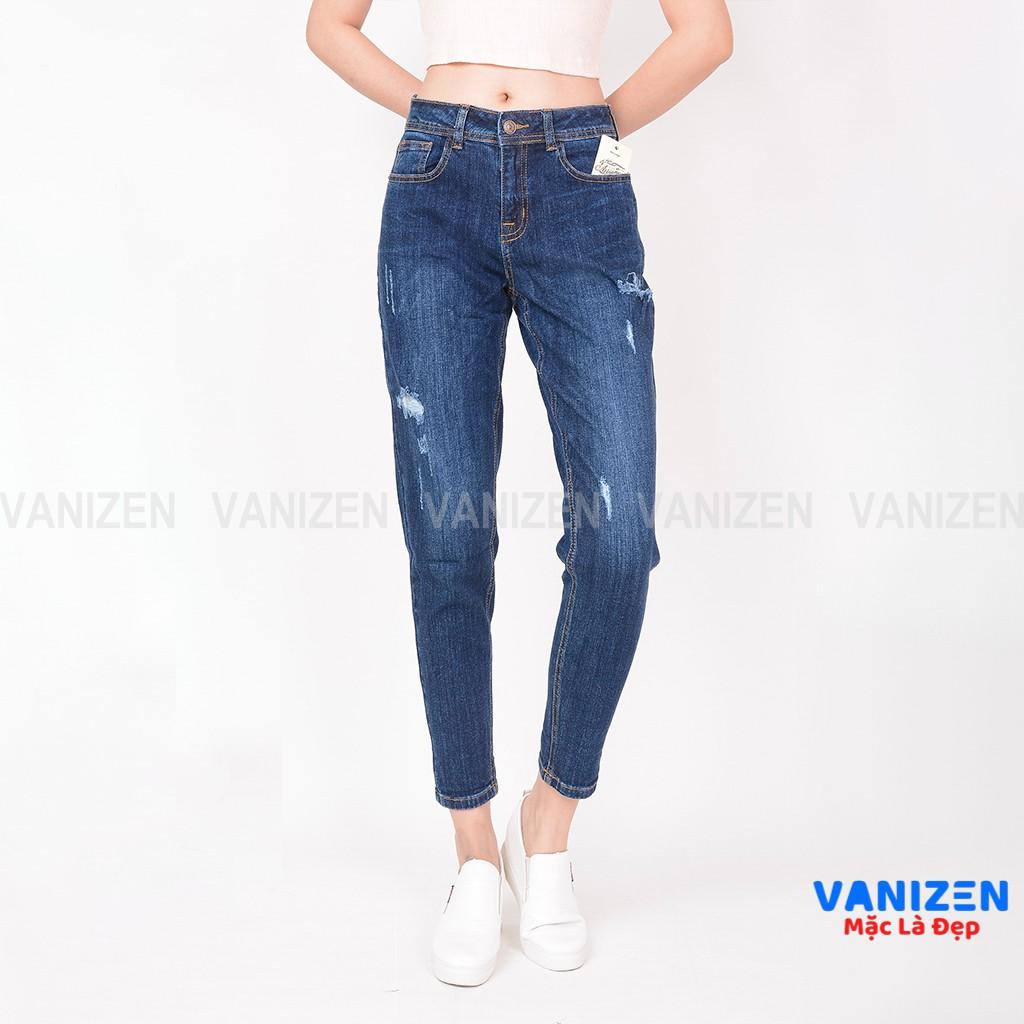Quần jean nữ ống rộng baggy đẹp lưng cao cạp căn bản rách nhẹ hàng cao cấp mã 460 VANIZEN