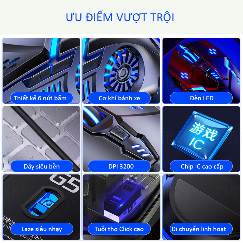 Chuột máy tính gaming SIDOTECH G5S chuyên chơi game Esport đèn Led Rgb / 6 Nút Bấm / DPI 3200 / tuổi thọ 30 triệu lần click cao thiết kế công thái học cho game thủ streamer FPS Moba lướt web thiết kế làm việc văn phòng tương  - Hàng chính hãng