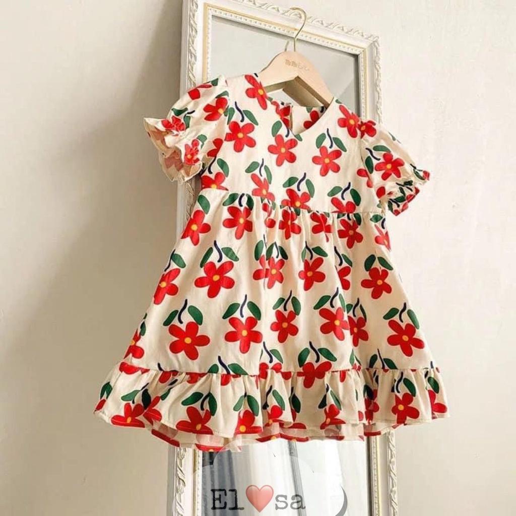 Váy bé gái - Váy babydoll họa tiết bông hoa siêu xinh cho bé 1-5 Tuổi