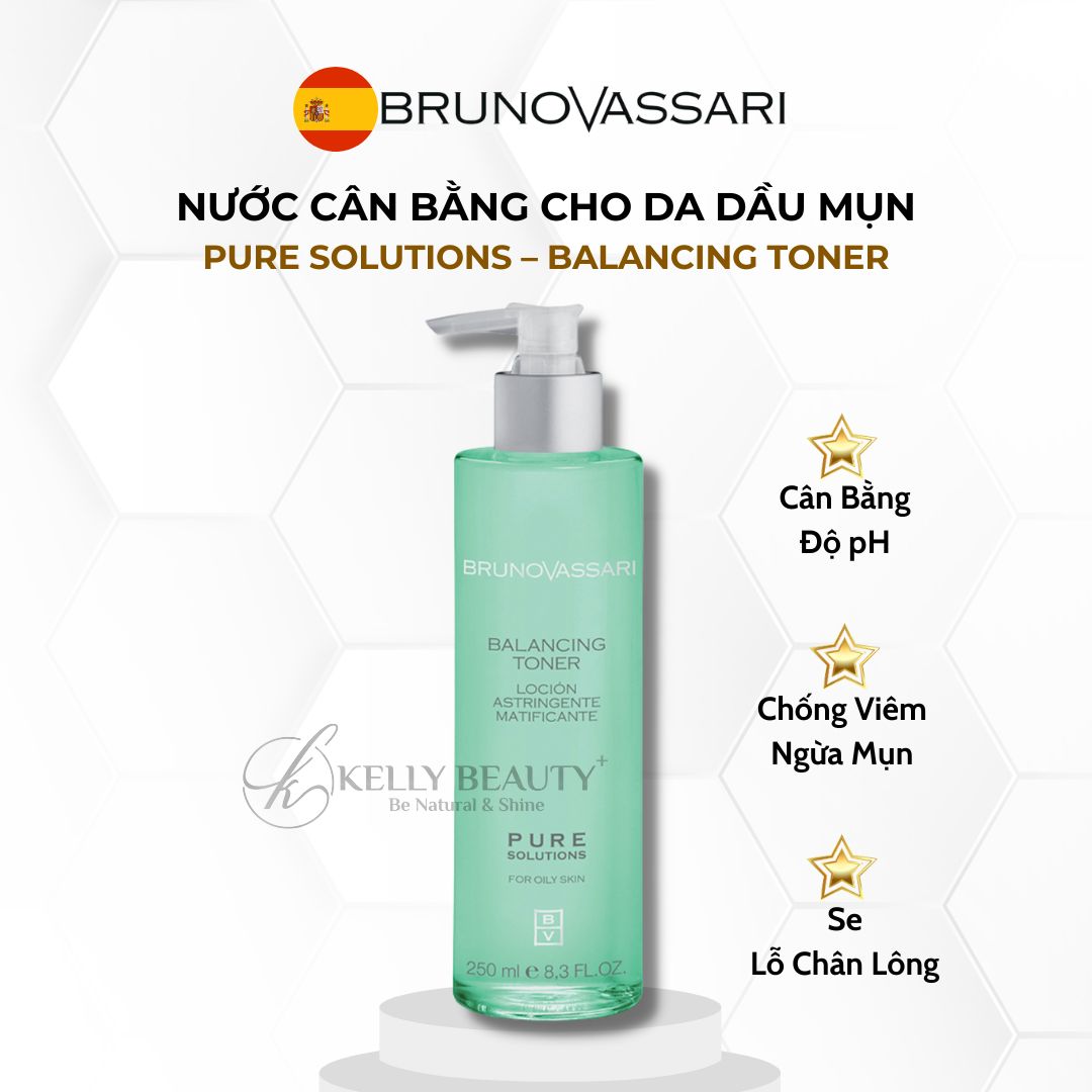 Nước Cân Bằng Cho Da Dầu Mụn Bruno Vassari Pure Solutions Balancing Toner | Kelly Beauty