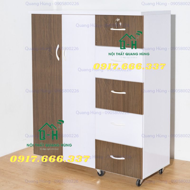 Tủ Nhựa Đài Loan 2 Cánh 5 Hộc 125x106x42CM Đựng Quần Áo, Đồ Dùng cho Gia Đình Cao cấp - Sang Trọng