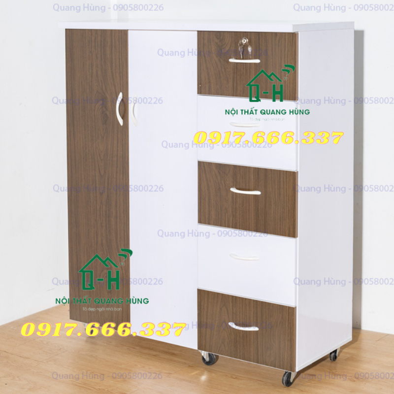 Tủ Nhựa Đài Loan 2 Cánh 5 Hộc 125x106x42CM  Đựng Quần Áo, Đồ Dùng cho Gia Đình Cao cấp - Sang Trọng