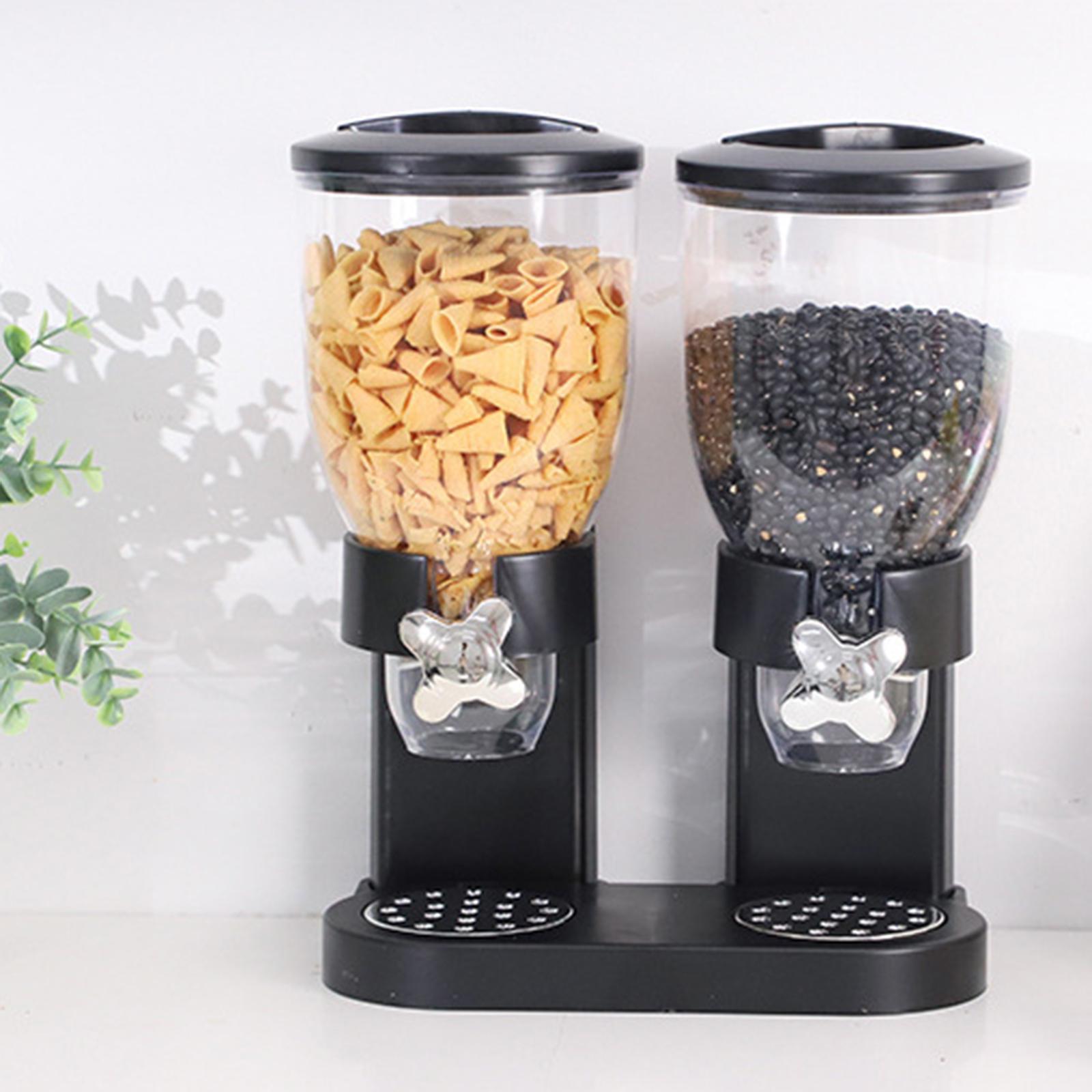 Cereal Dispenser Countertop, 5L Large Grain Dispenser, Dry Food Dispenser Container with Dual Control, Candy Dispenser for Store Coffee Beans, Nut