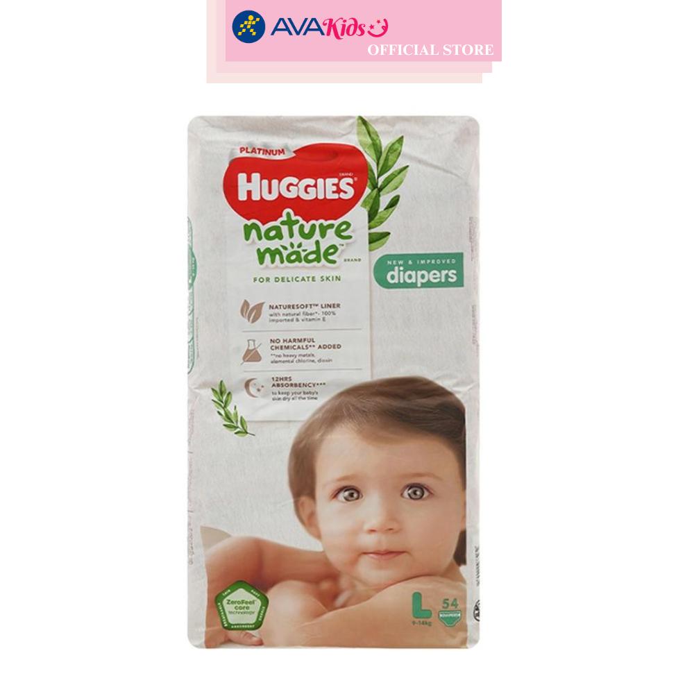 Tã dán Huggies Platinum nature made siêu cao cấp size L 54 miếng (9 - 14 kg)