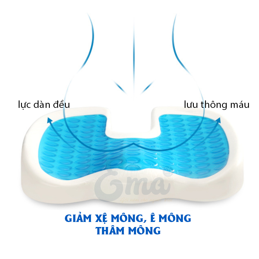 Nệm ngồi văn phòng chống thâm mông, xệ mông, đau xương cụt Ema cho dân văn phòng, lái xe, sinh viên, học sinh