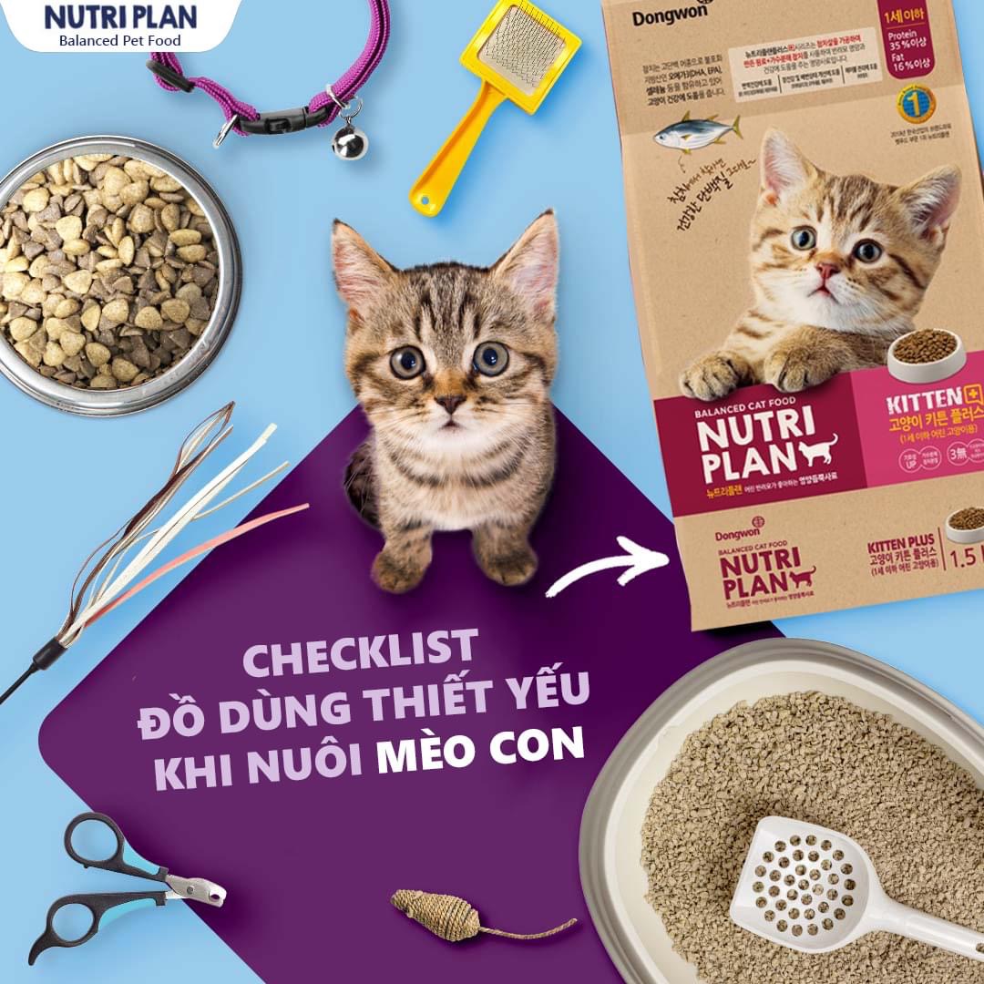 [Túi 1.5kg ] Thức ăn hạt mèo con Nutri Plan Kitten Plus - Balanced Cat Food