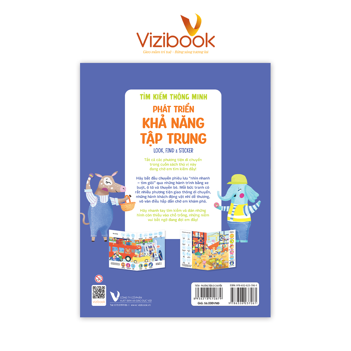 Sách cho bé - Tìm Kiếm Thông Minh - Phát Triển Khả Năng Tập Trung LOOK, FIND &amp; STICKER - Phương tiện di chuyển - Sách song ngữ - Dành cho trẻ 3-6 tuổi