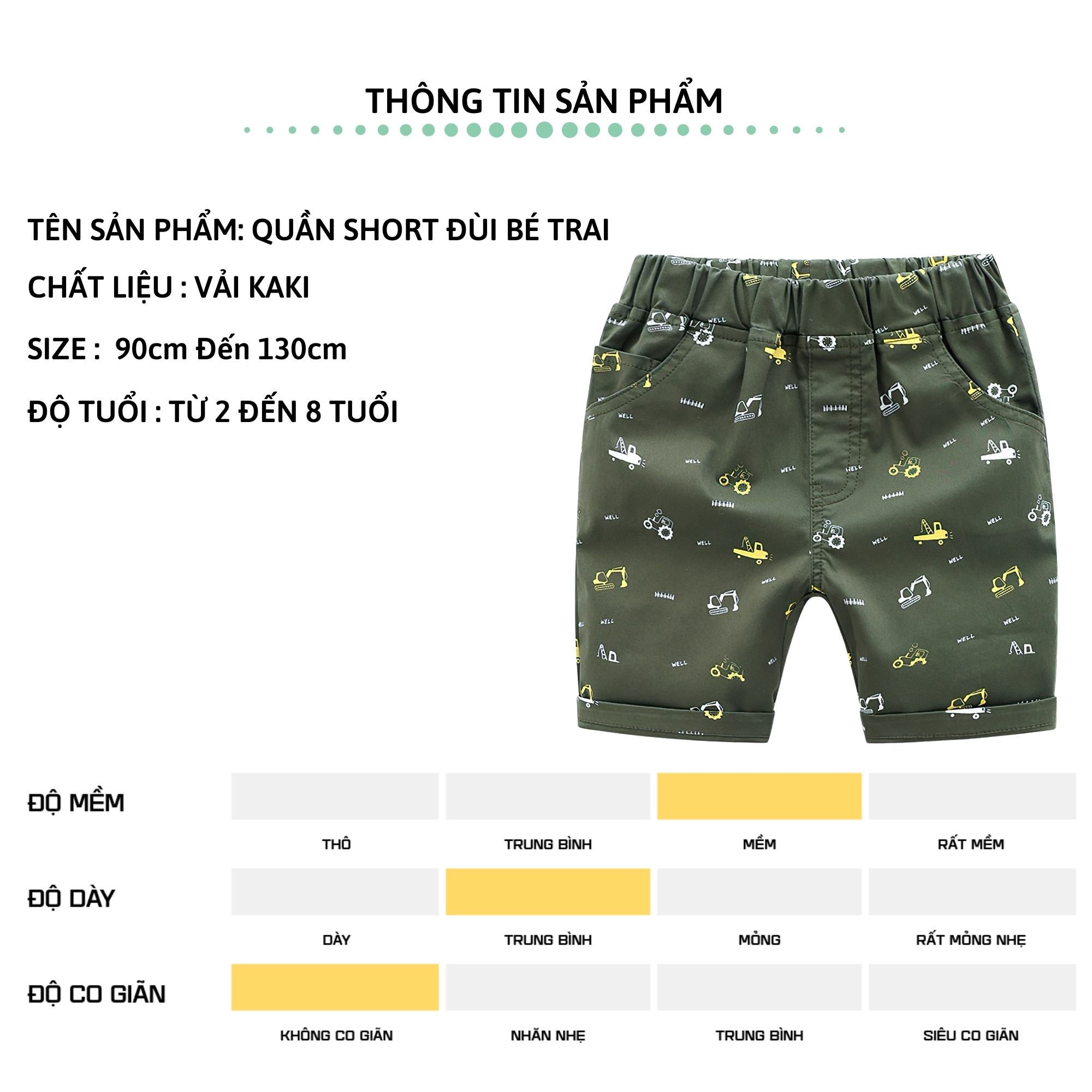 Quần short Kaki bé trai 27Kids WELLKIDS Quần đùi nam cho trẻ từ 2-10 tuổi BSKK1