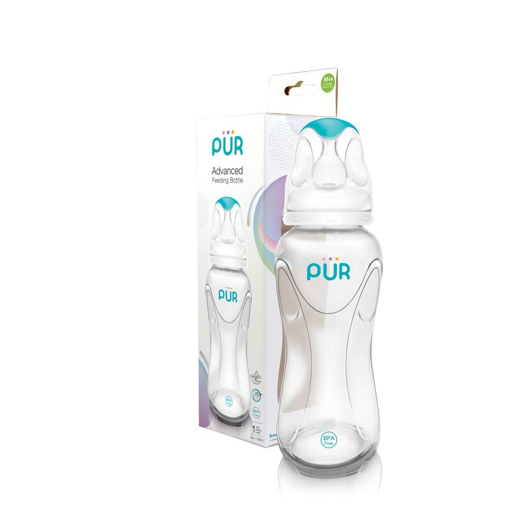 Combo 1 bình Pur Advanced 250ml + 1 vỉ núm size L - Tặng gói khăn ướt Pur 20 tờ