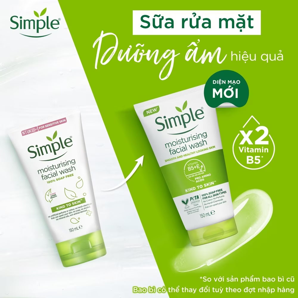 Sữa Rửa Mặt Simple Moisturising Facial Wash Dành Cho Da Khô và Da Nhạy Cảm 150ml