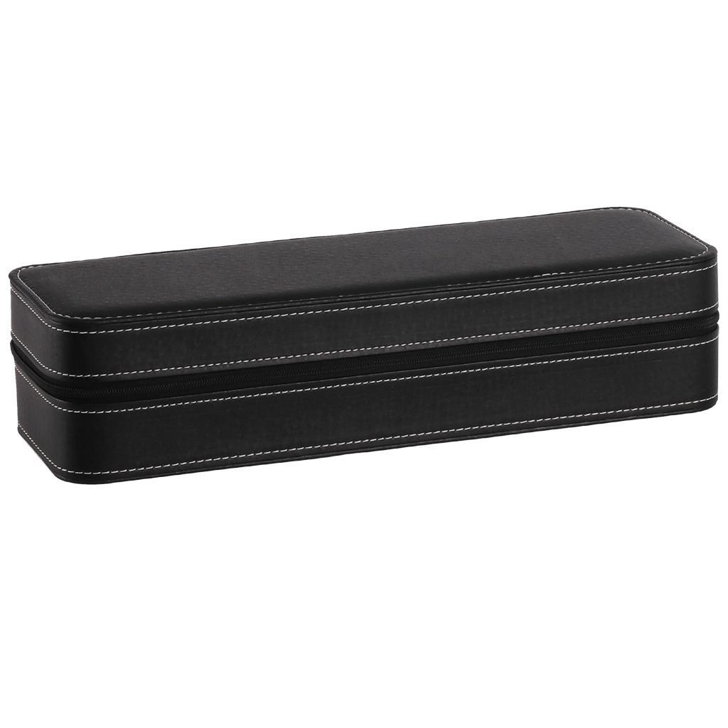 Prettyia Black PU Leather Watch Display Storage 6 Sot Travel Zipper Case