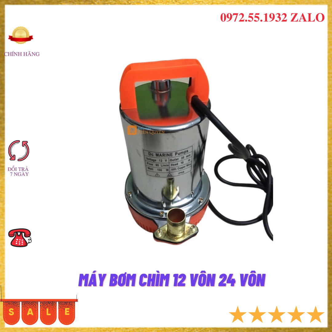 Máy bơm chìm 12 vôn công suất lớn đầu ra phi 27 