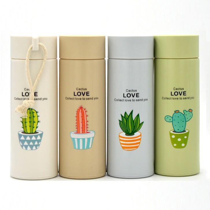 Bình Thủy Tinh Bọc Nhựa Lúa Mạch Xương Rồng Cactus Love 300ml. bình chống vỡ, chống va đập