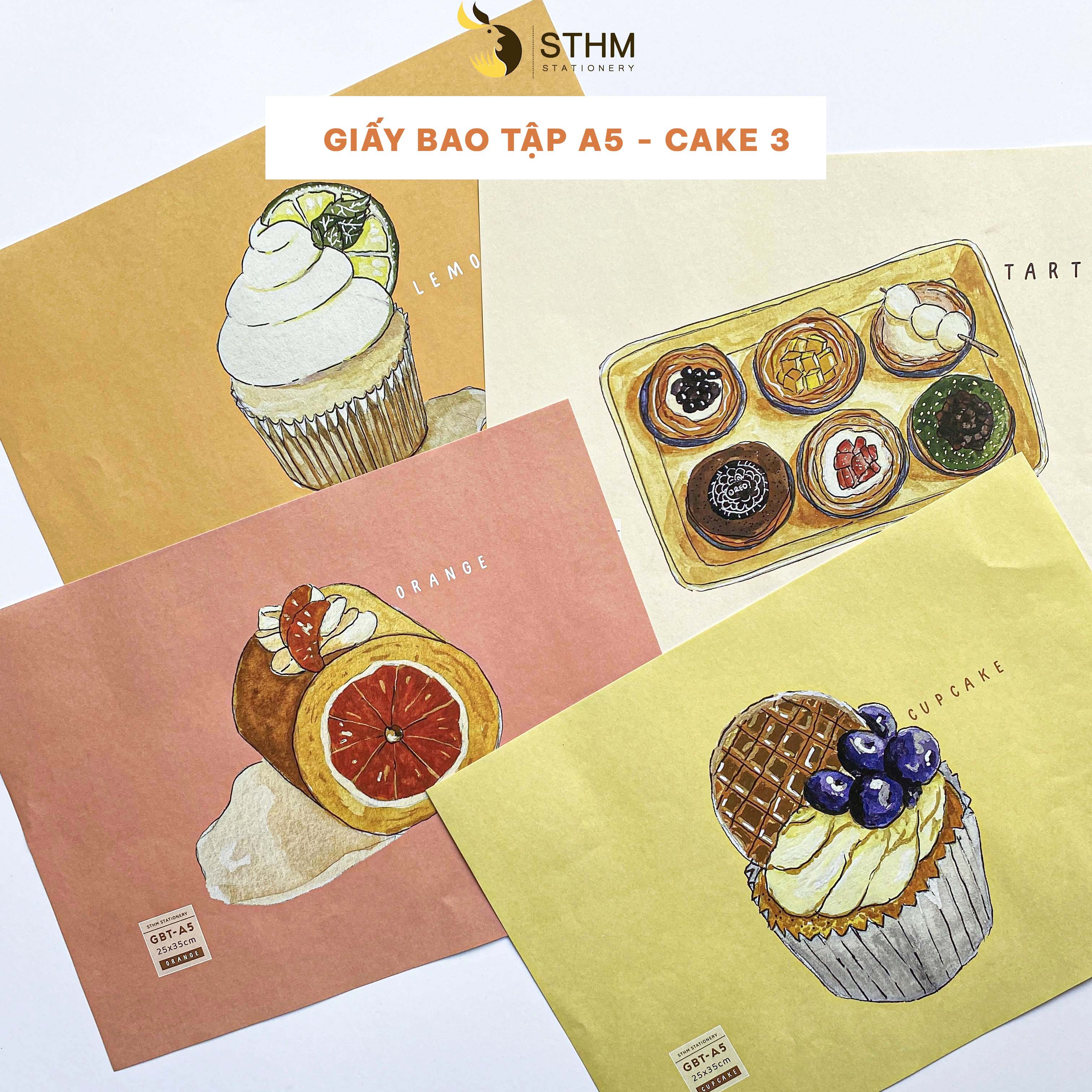 [STHM stationery] - Giấy bao tập A5 - Cake - Kraft trắng 100gsm - Tặng kèm nhãn vở