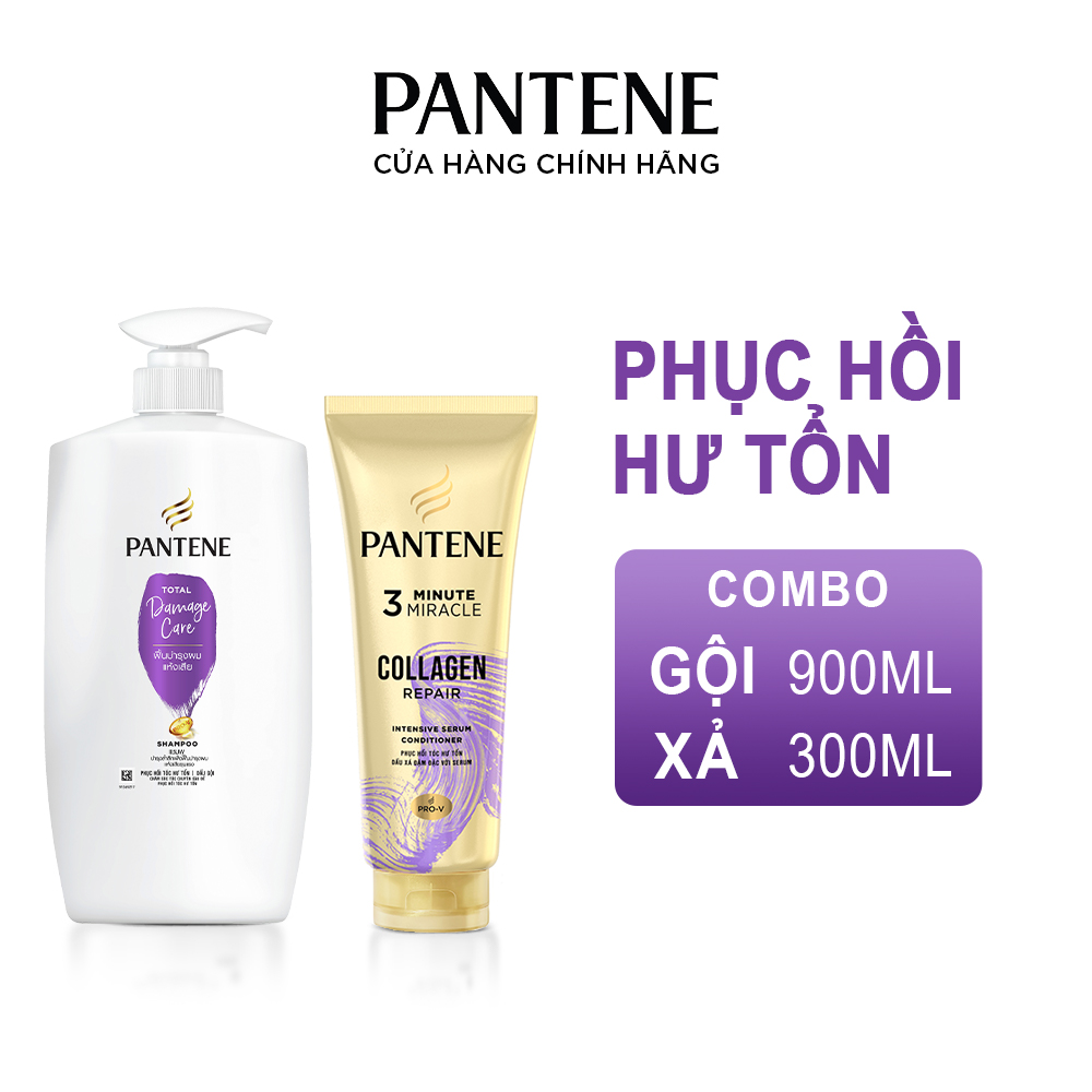 Combo Dầu Gội 900ml - Kem Xả 3 Phút 300ml PANTENE Nhiều Mùi Hương