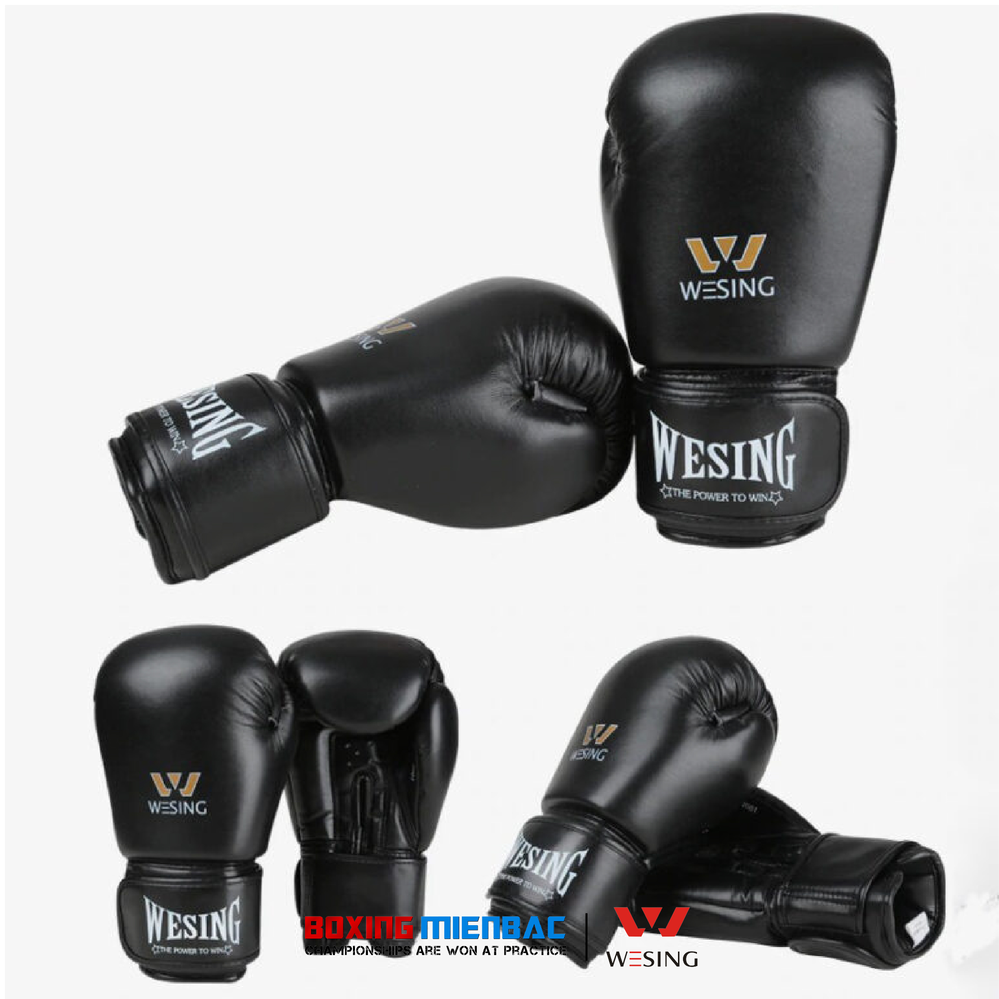 Găng tay Boxing/ Muay Wesing Microfiber - Đen, Đỏ, Xanh Dương