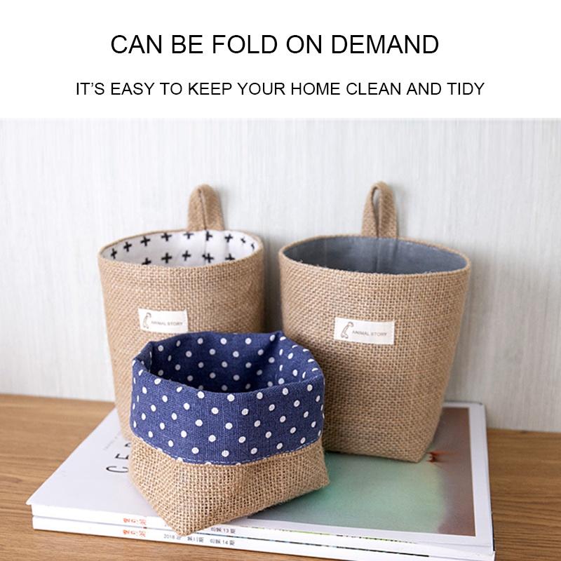 Túi Vải Lanh Cotton Treo Tường Đựng Đồ Đa Năng