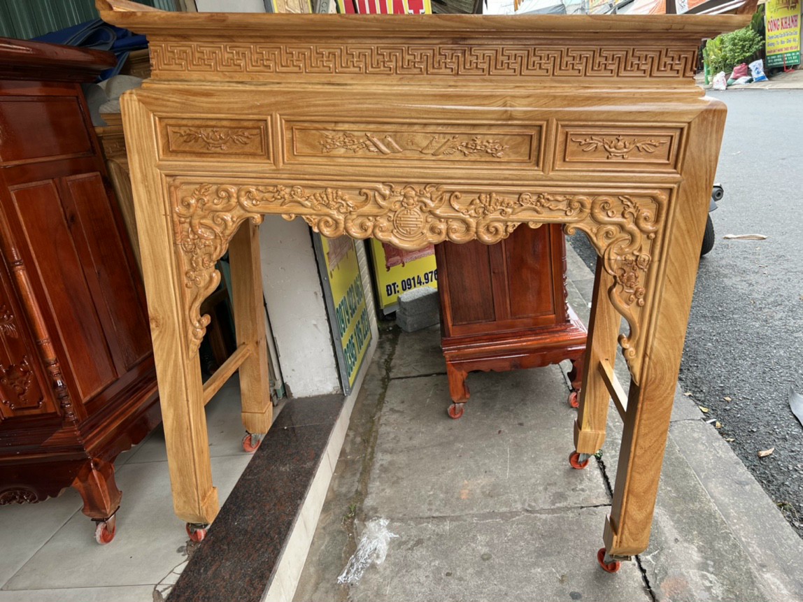 Án gian thờ gỗ gõ mẫu hiện đai,bàn thờ gỗ,bàn phật gia tiên ngang 1m54