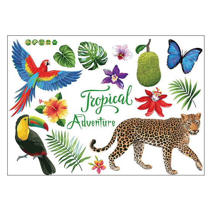 Decal dán tường Tropical Adventure Báo Đốm SK7170