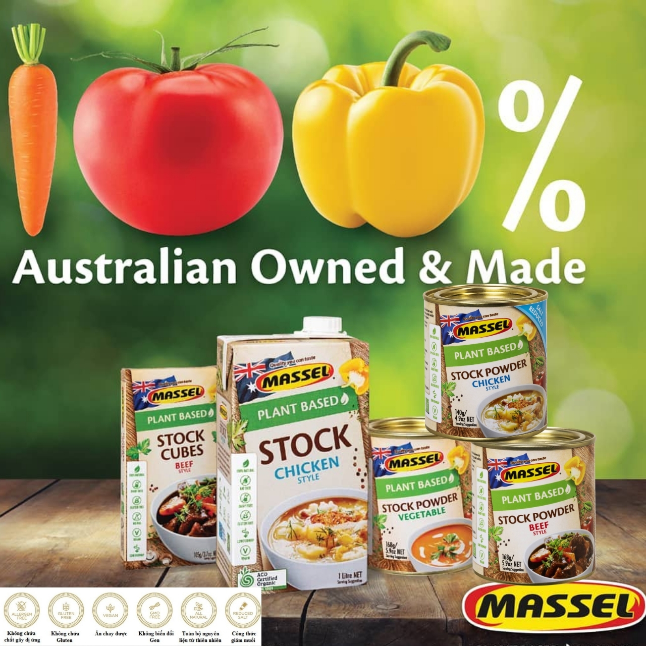 Hạt nêm Massel Úc 100% Từ Rau Củ, Hương vị Bò - Nấu ăn dặm cho bé, món chay, món mặn, ăn kiêng, phù hợp cho bữa ăn ngon và bảo vệ sức khỏe - Massel Official