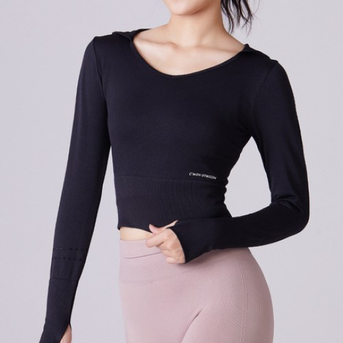 Áo Dài Tay Nữ Tập Gym, Yoga, Áo Thun Hoodie Thể Thao Tay Dài Cao Cấp