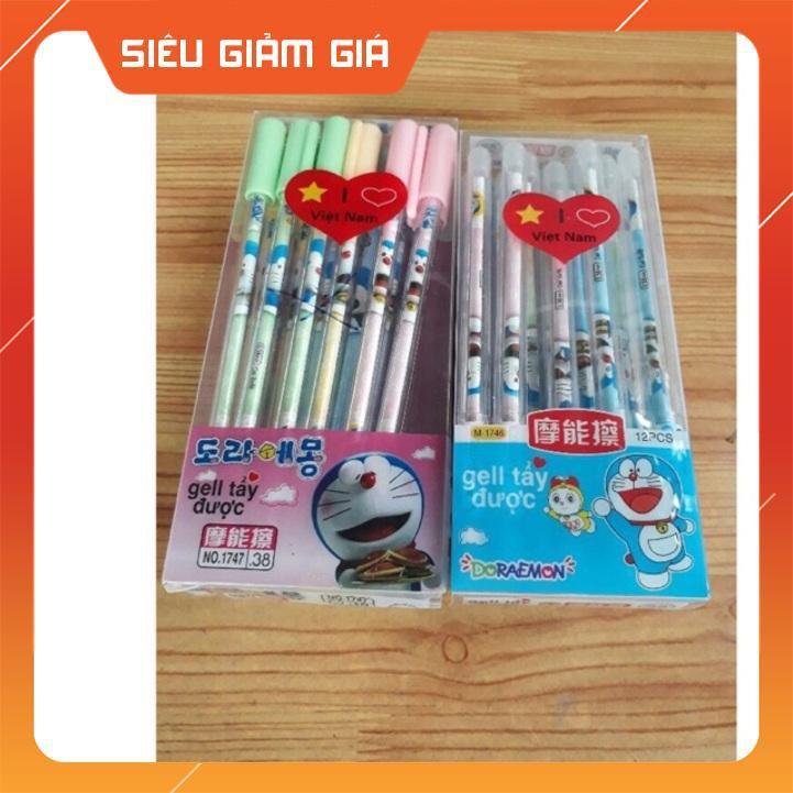 0 Bút Gel Nét Trơn Nhẹ Luyện Chữ Bút Mực Tím Tẩy Xoá Được Doraemon Hộp 12 Chiếc