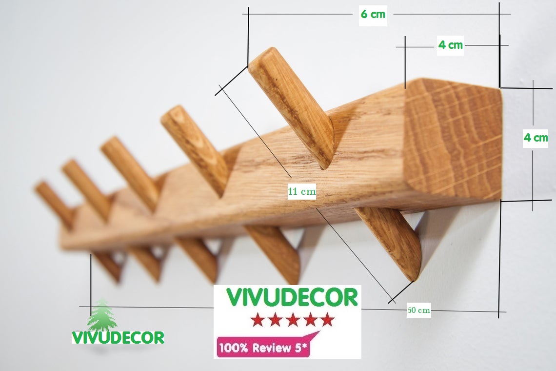 Móc treo quần áo VIVUDECOR MQ08 100% gỗ tự nhiên