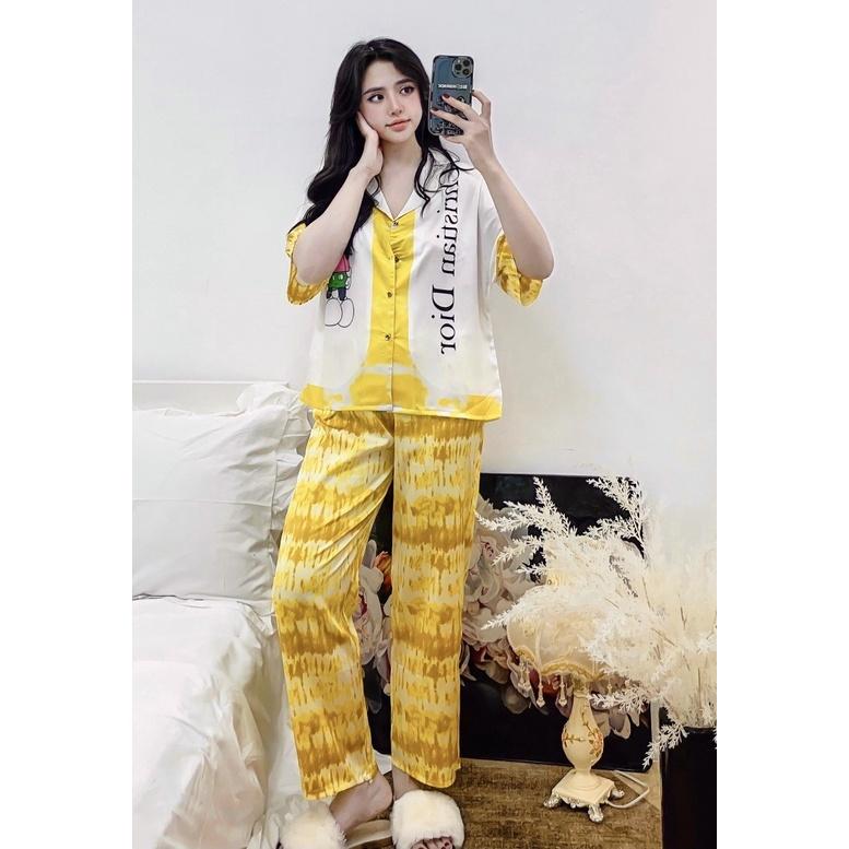 Đồ bộ Pijama chất vải lụa latin thiết kế cao cấp siêu SANG mềm mịn mát - Freesize dưới 65kg