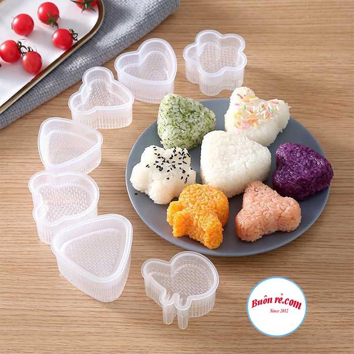 Set 7 khuôn cơm bento ép cơm nắm KÈM THÌA tiện lợi - Khuôn cơm nhựa trong suốt nhiều hình xinh xắn ngộ nghĩnh - 01471