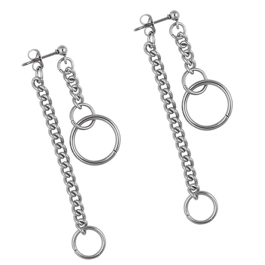 1 Pair Long Chain Tassel Hoop Drop Dangle Color Ear Stud Earrings