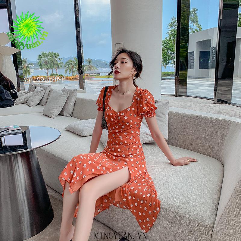 Đầm Hoa Tay Ngắn Xinh Xắn Dành Cho Nữ