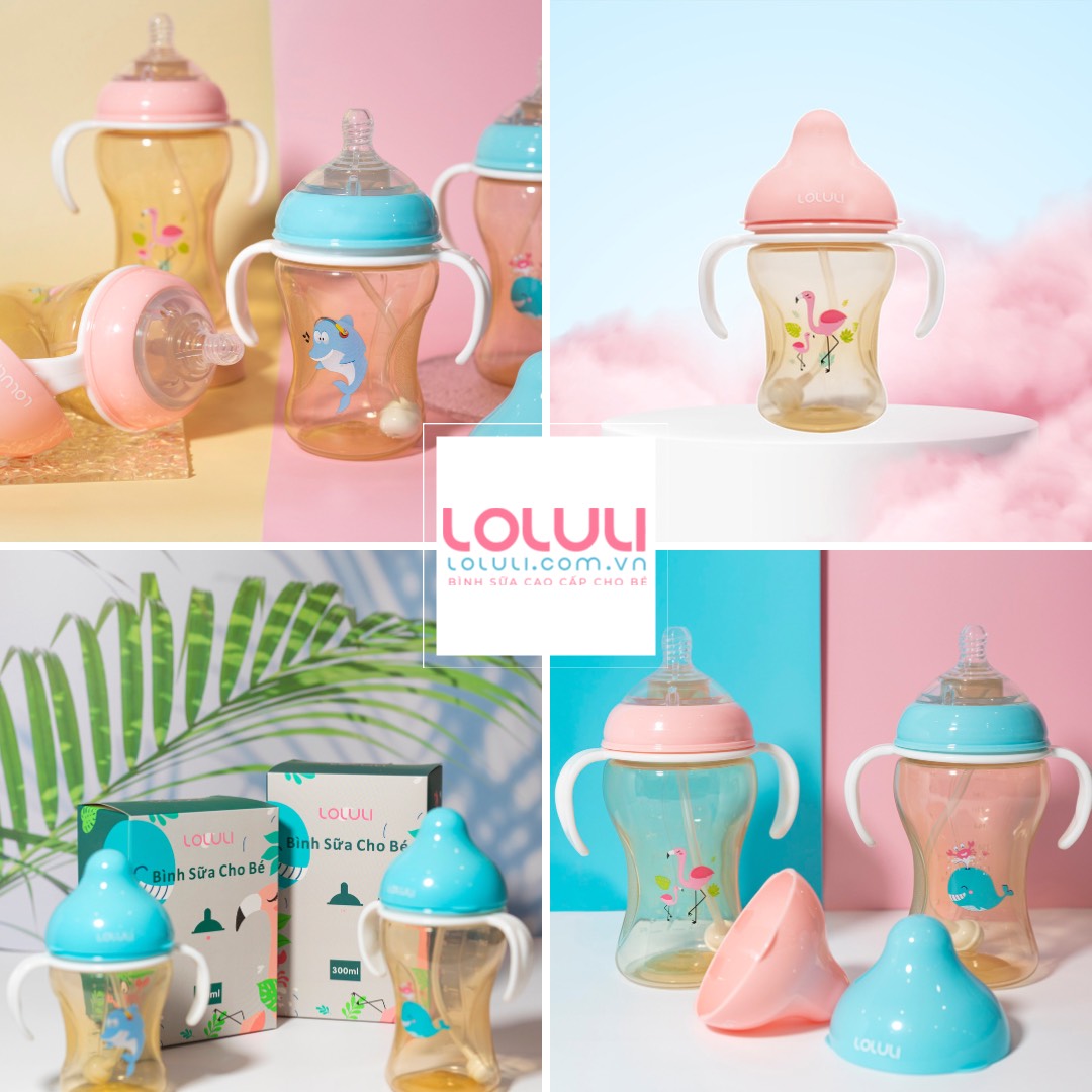 Bình Sữa Loluli PP Cổ Rộng Chống Sặc Cho Bé Chính Hãng - 300ml