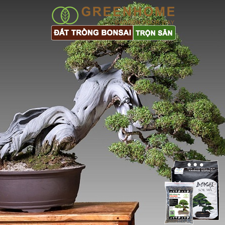 Đất Trồng Cây Bonsai Greenhome, Bao 500GR, Promix, Trộn Sẵn, Tiện Dụng, Giữ Ẩm Tốt, Thoáng Khí, Rễ Khoẻ, Thân To