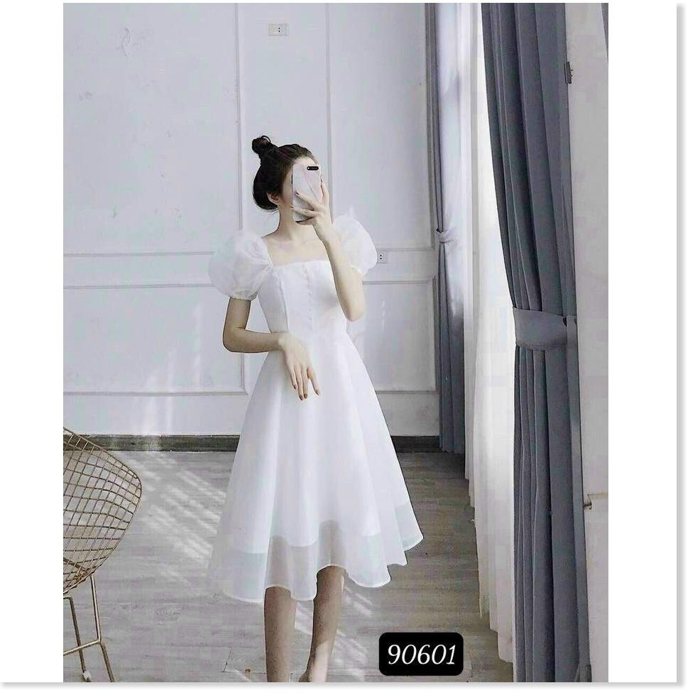 Đầm phối voan kiếng có nút siêu đẹp , tôn dáng cho các nàng
