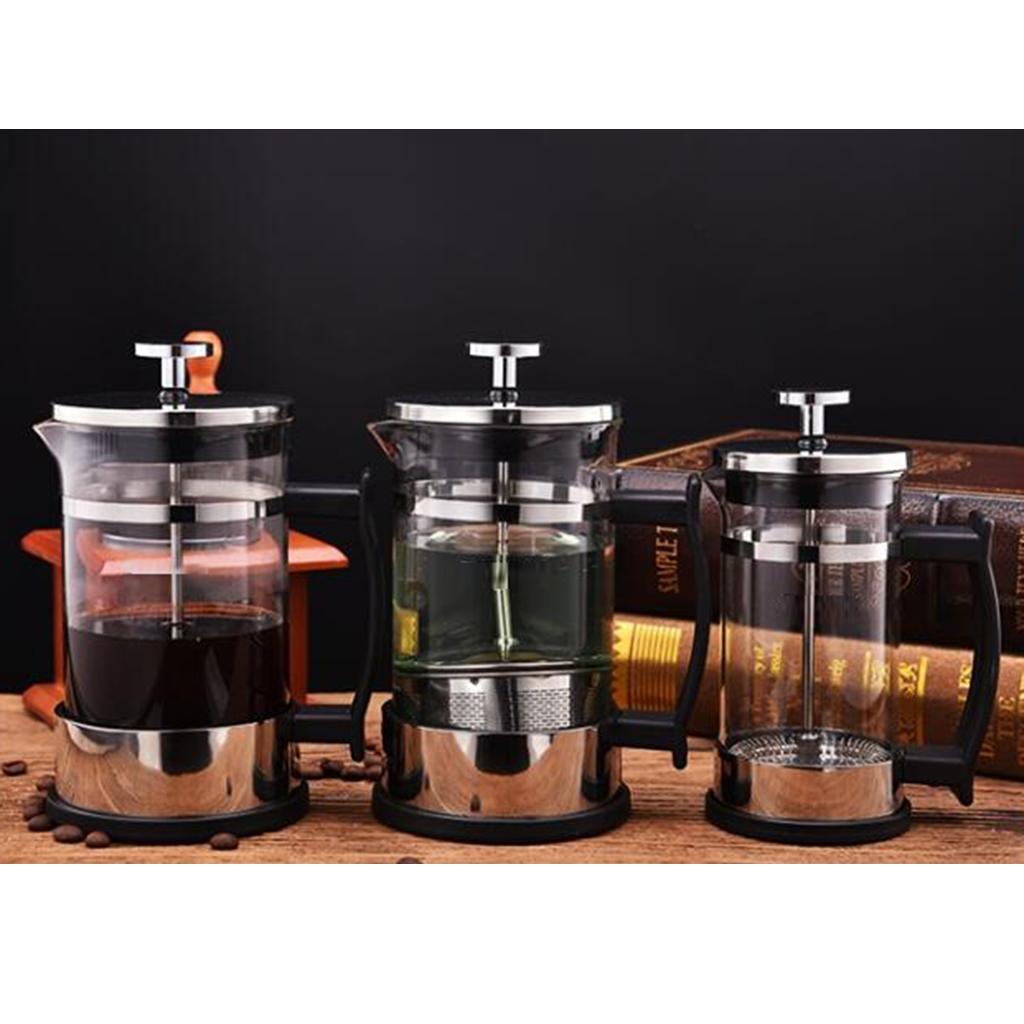 Household Stainless Steel French Press Tea Coffee Maker Carafe 350ml 1-2Cup