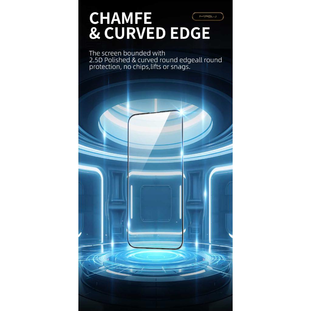 Kính cường lực chống nhìn trộm MIPOW KINGBULL 2.5D HD Anti-Spy 28° Premium cho iPhone 15 Series - Hàng chính hãng