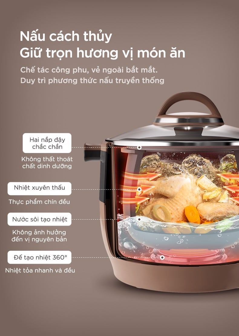 Nồi nấu chậm Bear DDZ-B45Z1 (4,5 lít). Hàng chính hãng