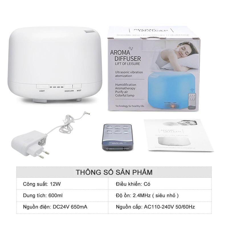 Máy Khuếch Tán Tinh Dầu Phun Sương Tạo Độ Ẩm Trụ Tròn Tặng Remote &amp; Tinh Dầu GULIFE 10ml - GULIFE MKT23