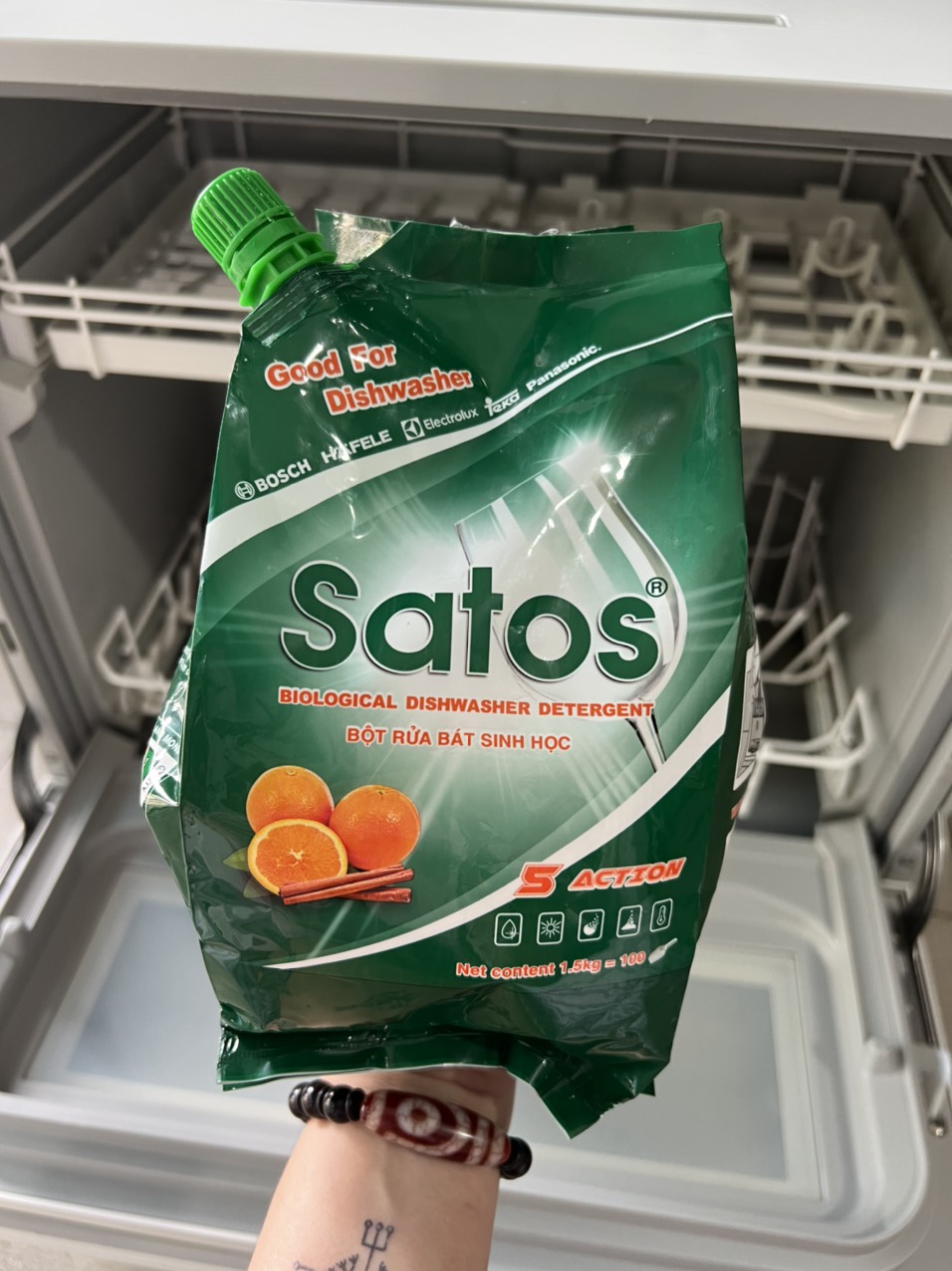 Bột rửa chén bát SATOS 1.5kg dùng cho mọi loại máy rửa chén