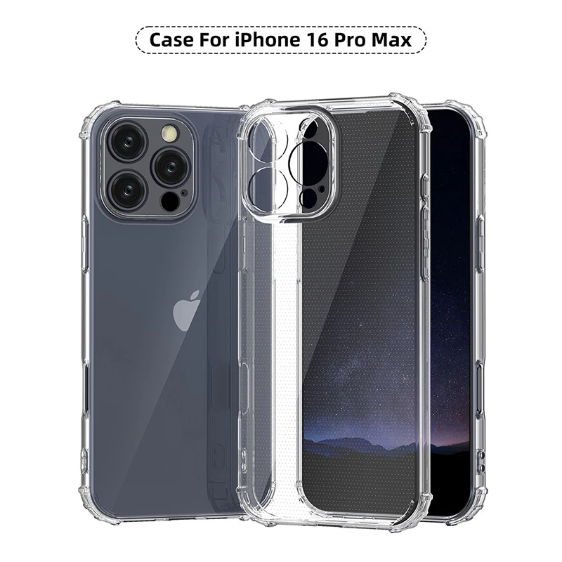 Ốp lưng dành cho iPhone 16, iPhone 16 Pro, iPhone 16 Plus, iPhone 16 Pro Max  TPU dẻo trong suốt chống sốc 4 góc cao cấp - Hàng chính hãng.