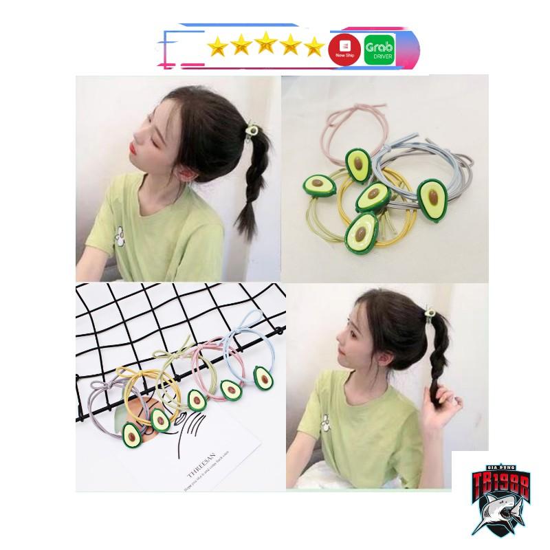 Dây chun buộc tóc quả bơ - Phụ kiện cột tóc siêu xinh