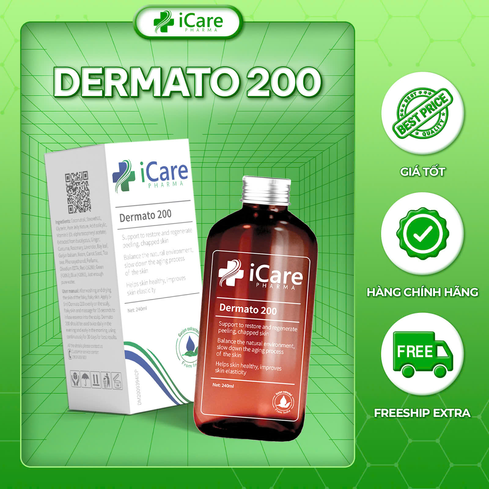 Dermato 200 – Giải Pháp Ngăn Ngừa Rụng Tóc – Nấm Da Đầu – Tóc Hư Tổn