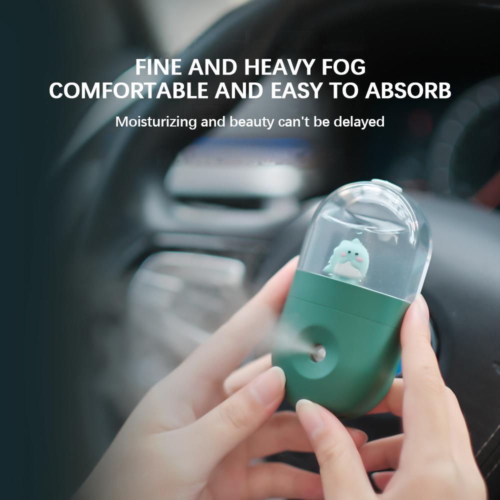Mini Ô Tô Ổ Cắm Hoạt Hình Máy Phun Sương Tạo Độ Ẩm Di Động Sạc Hương Thơm Khuếch Tán Tinh Dầu Phun Sương Tạo Ẩm Nước Bổ Sung Nhạc Cụ