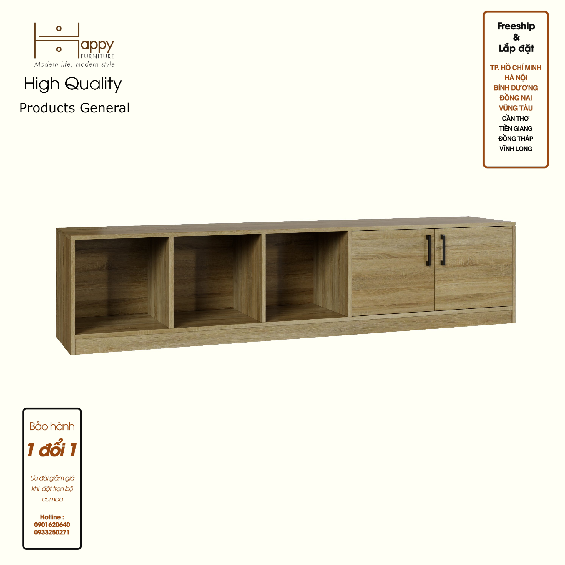 HAPPY FURNITURE , HEINEE - Kệ TV 2 cửa mở, KTV_069 , 200cm x 40cm x 46cm DxRxC, sản phẩm phổ thông