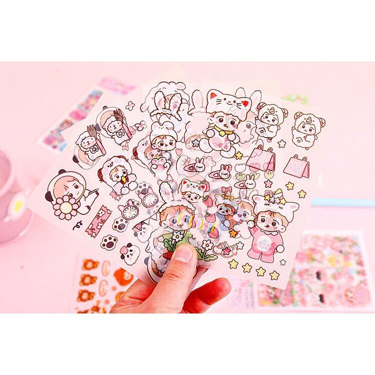 Sticker hình dán cô gái nhỏ set 4 tấm GB6675