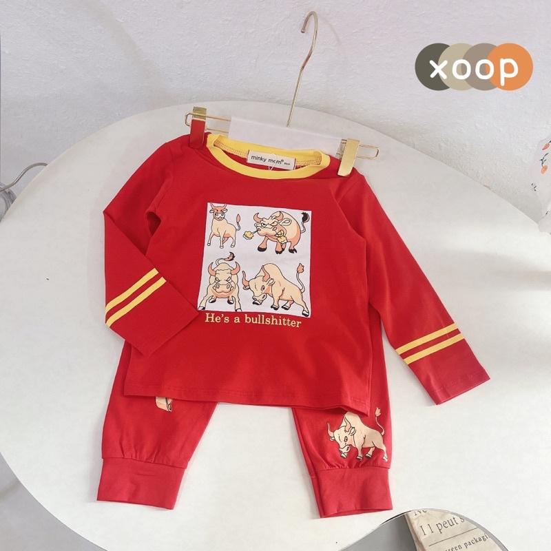 Sale !!! Bộ Dài Tay Cotton 100 % Hàng Minky Mom Họa Tiết Trâu Vàng May Mắn Cực Đẹp Cho Bé (8-18kg)(SP001411 )