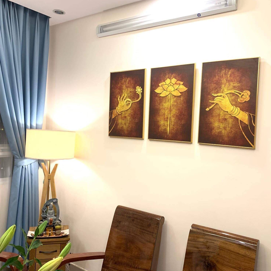 Bộ tranh canvas 3 bức “Hoa sen”, nhiều kích thước