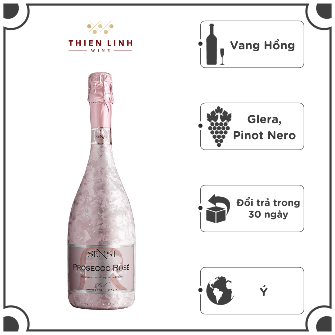Rượu Vang Hồng Ý Sensi 18K Prosecco Rose